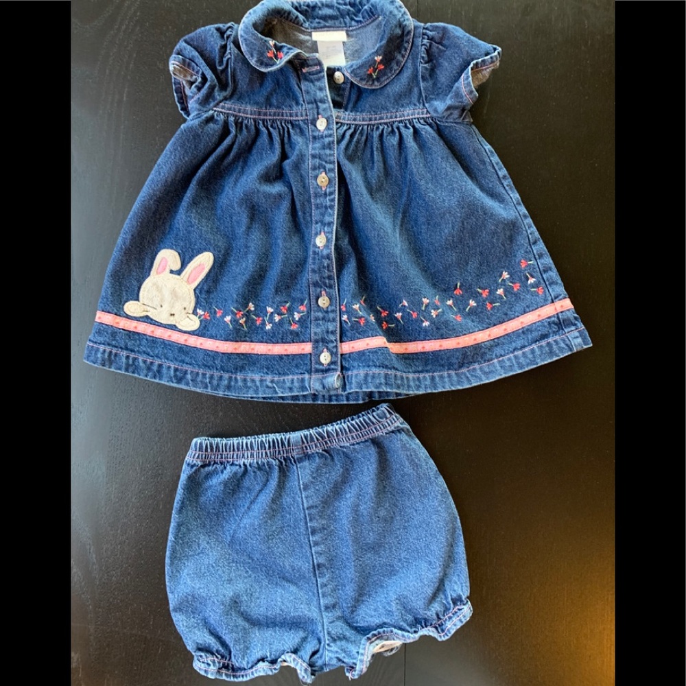 Carter’s Denim Dress w/bunny appliqué & embroidery